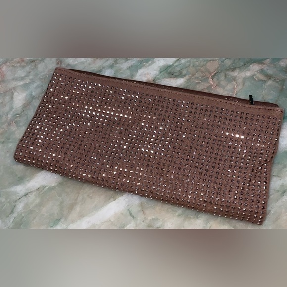 BCBGENERATION Lola Clutch Bronze Studed Fold Over Clutch Purse - Picture 7 of 10